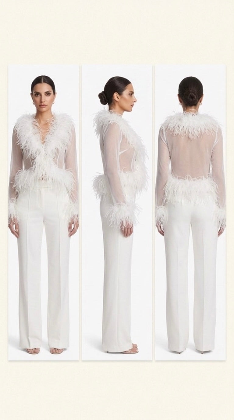 Elysia Feather blouse - White