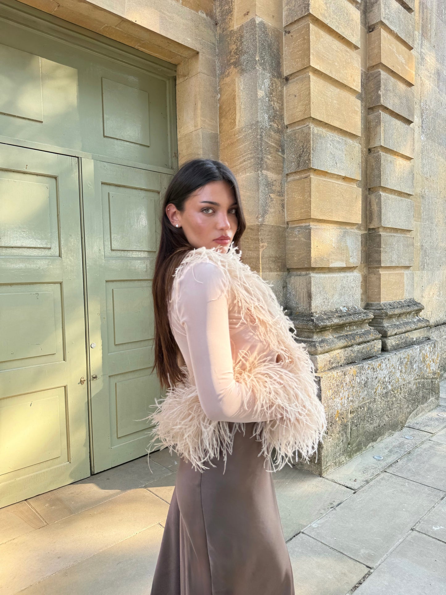 Elysia Feather blouse - Nude