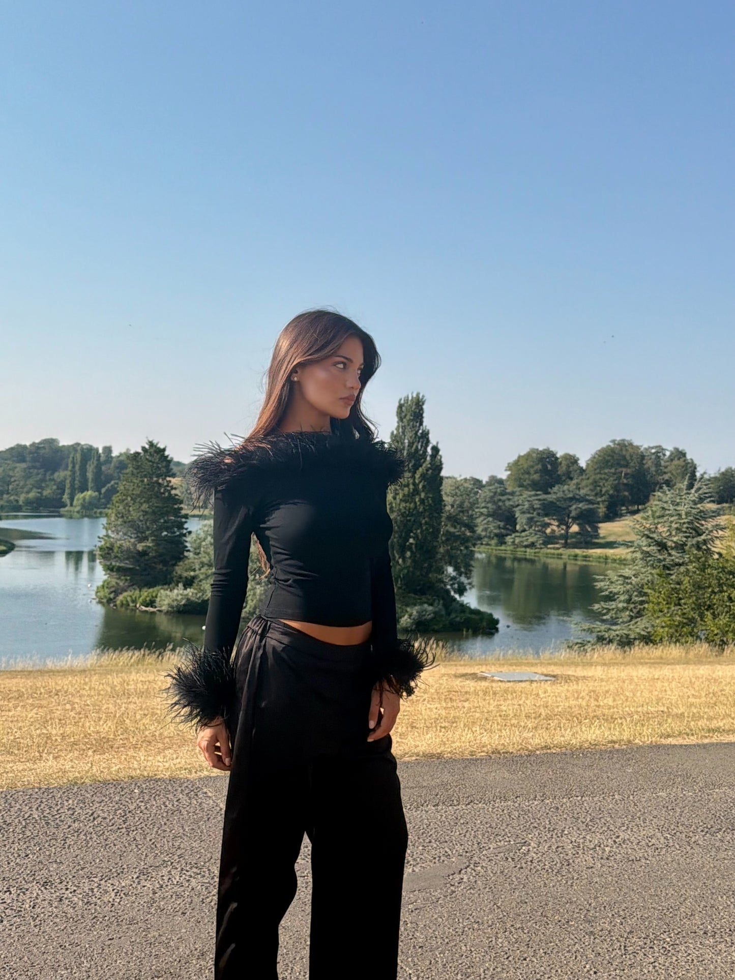 Carrie Feather knitted top - Black