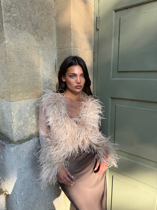 Elysia Feather blouse - Nude