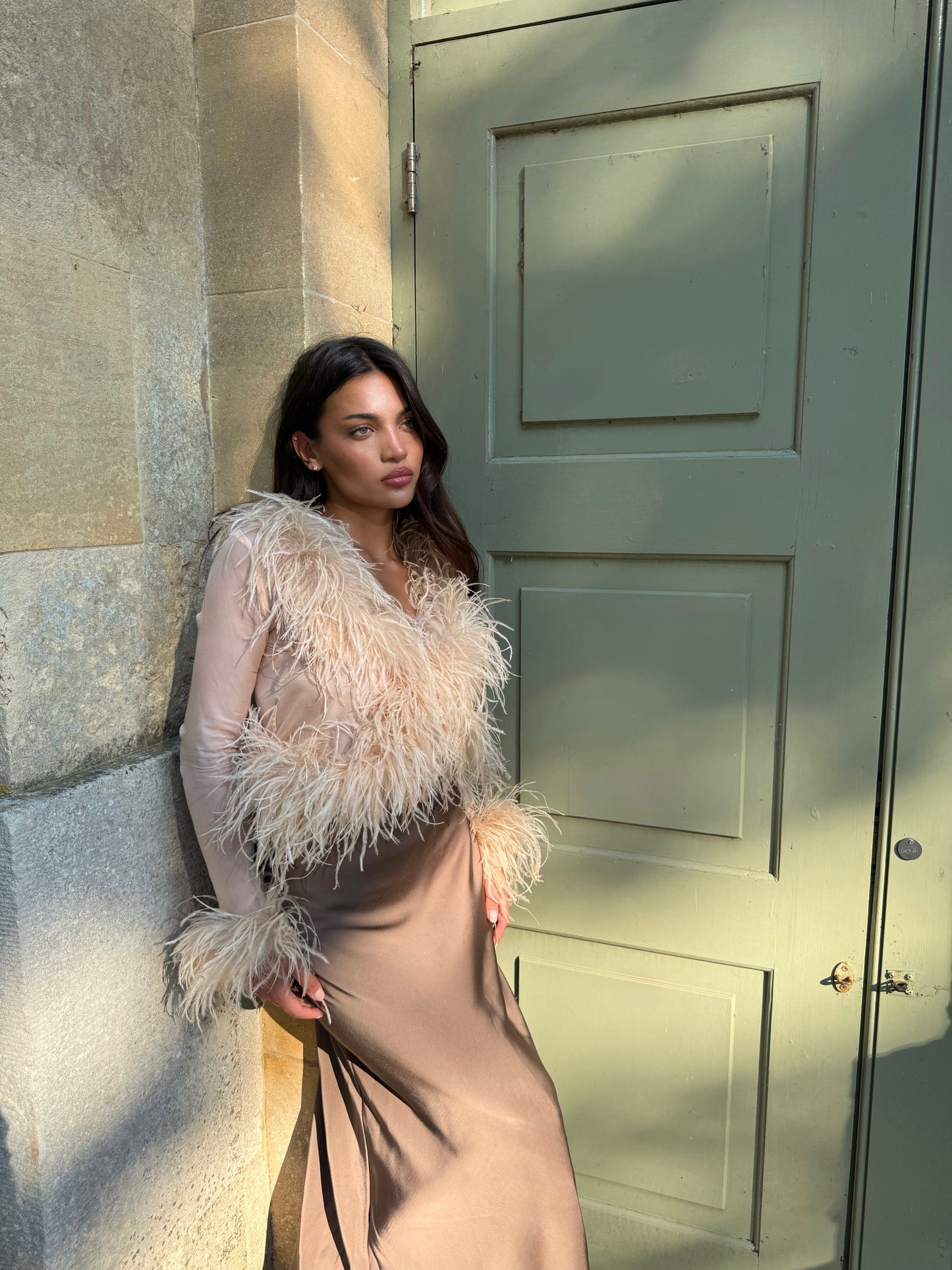 Elysia Feather blouse - Nude