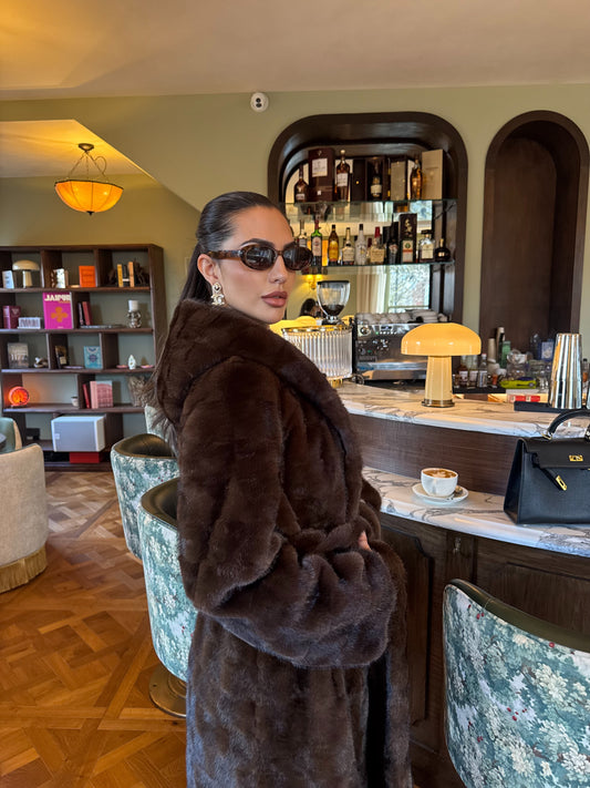 Classic Check Faux Fur Coat