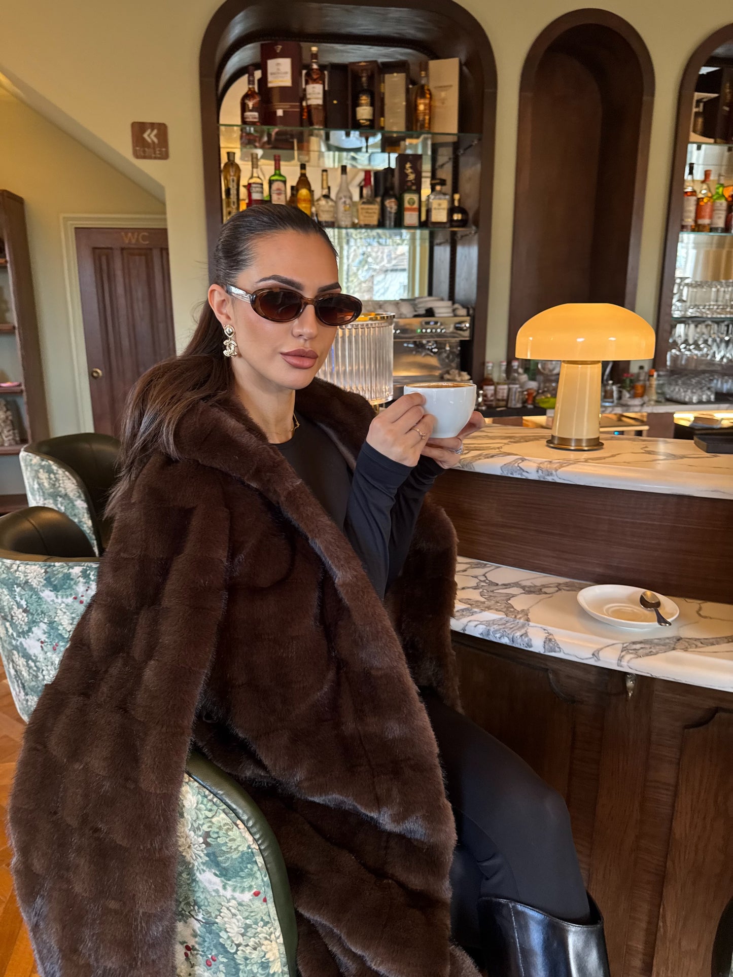 Classic Check Faux Fur Coat