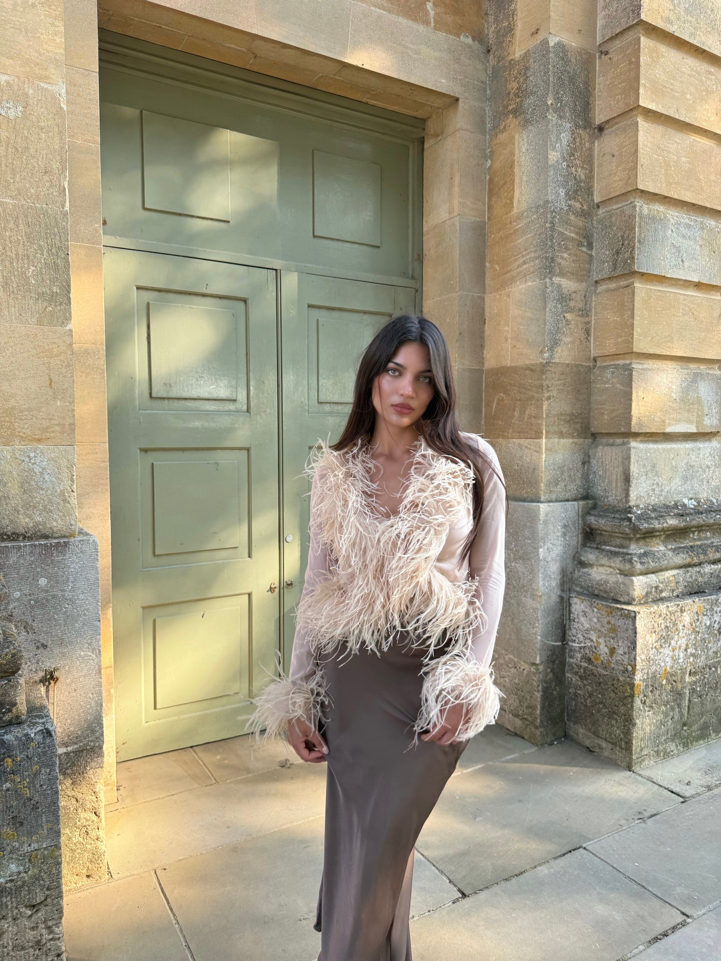 Elysia Feather blouse - Nude