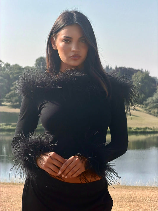 Carrie Feather knitted top - Black