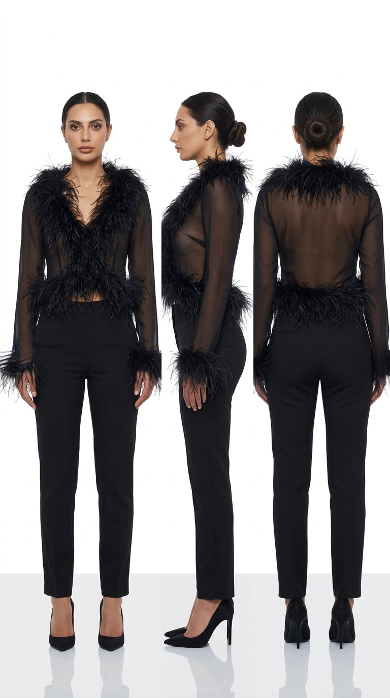 Elysia Feather blouse - Black