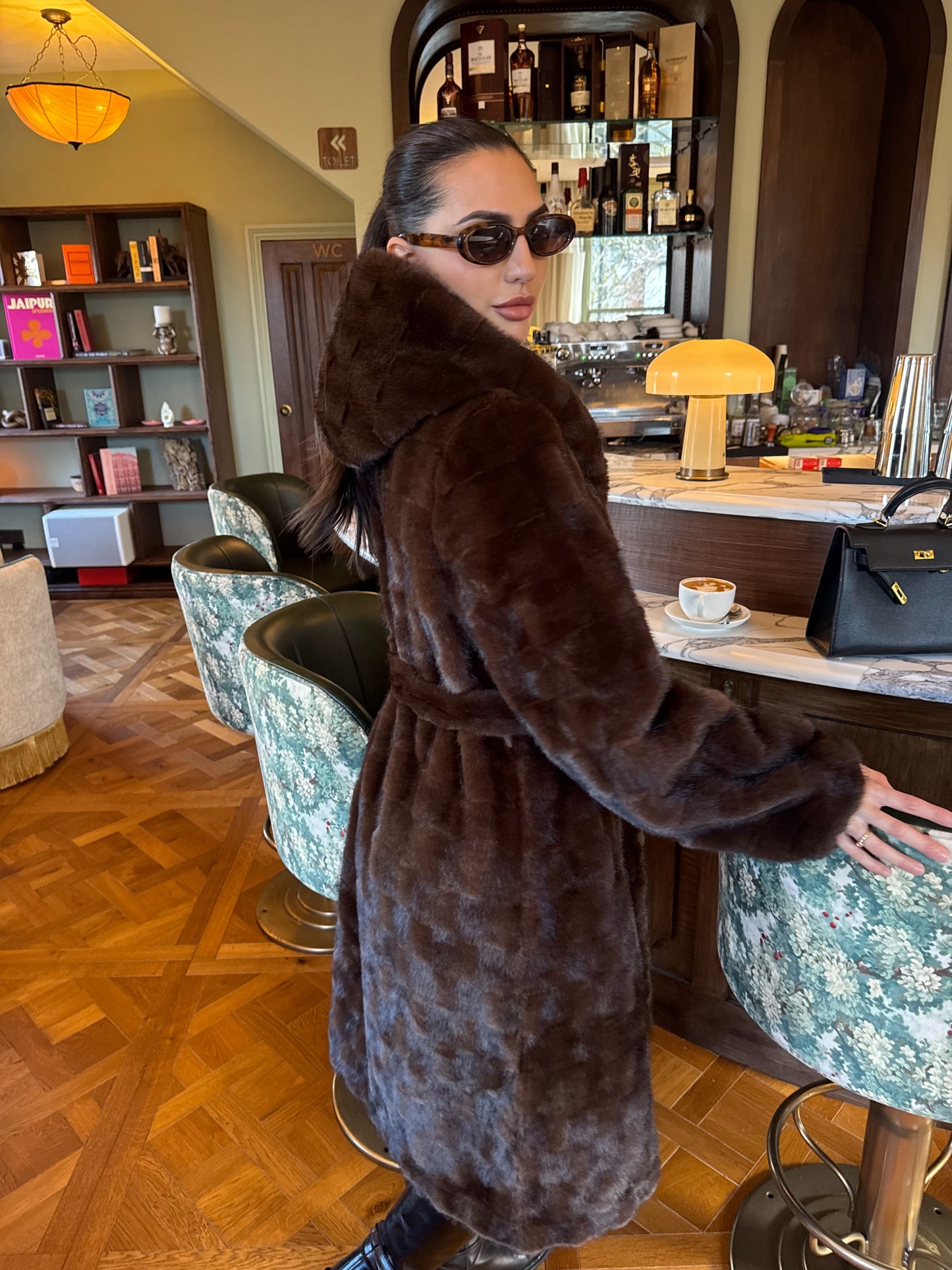 Classic Check Faux Fur Coat