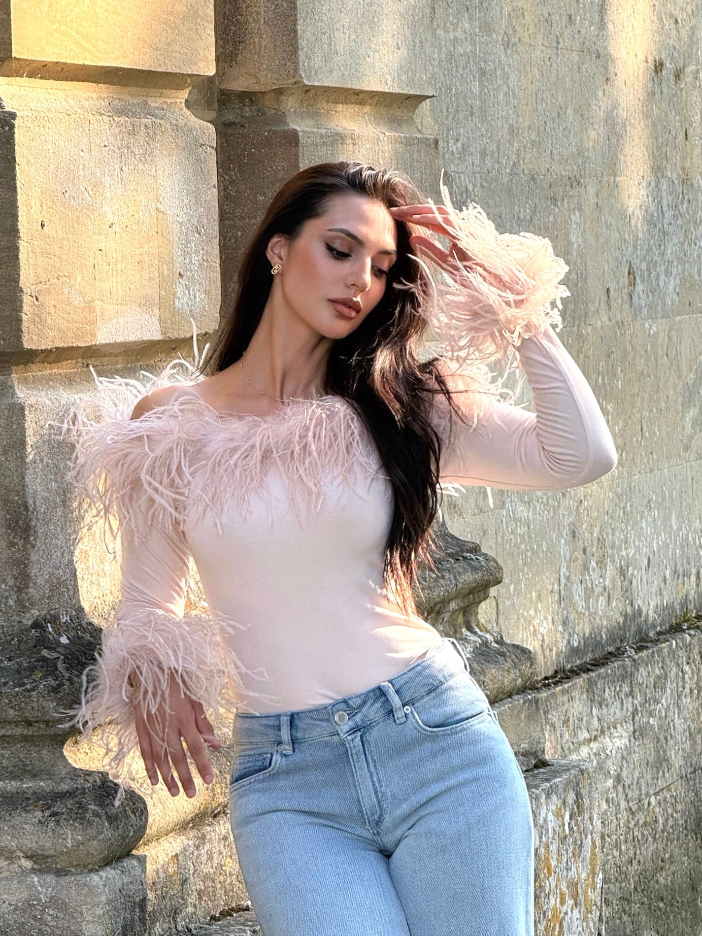 Carrie Feather Knitted top - Nude