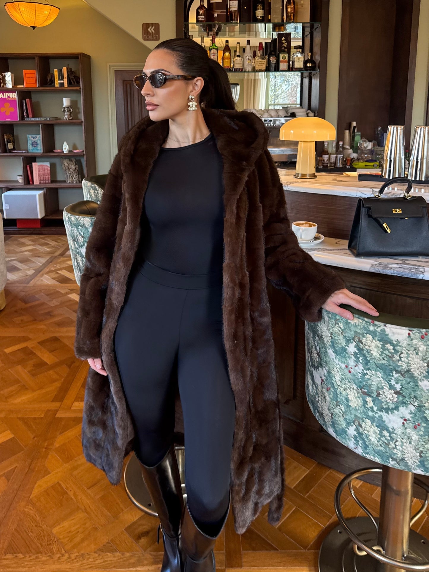 Classic Check Faux Fur Coat