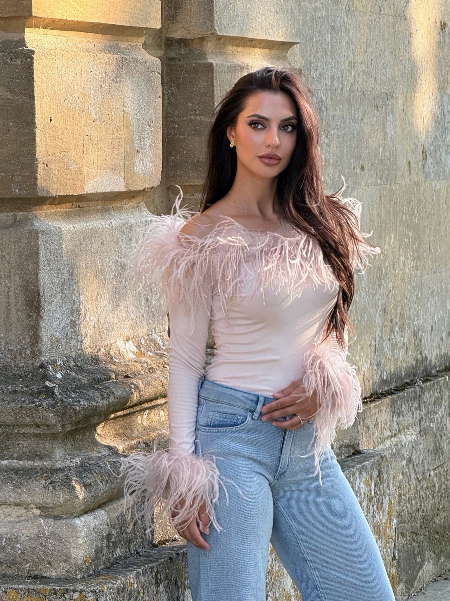 Carrie Feather Knitted top - Nude
