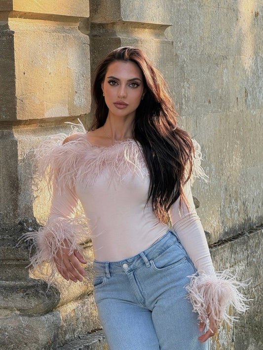 Carrie Feather Knitted top - Nude